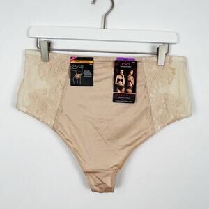Maidenform Sexy Light Control High-Waist Lace Thong DM2001 Beige Size 2XL